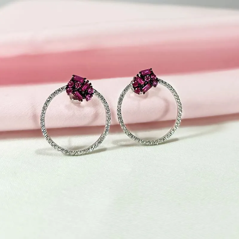 Zirconia Ruby Circlets Earrings