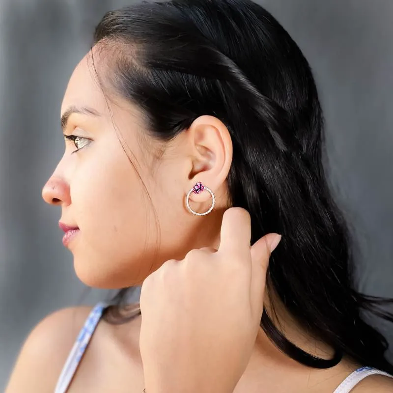 Zirconia Ruby Circlets Earrings
